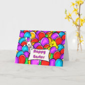 Hübsches Osterfest mit Chick und Bunny und Sign Karte (Gelbe Blume)