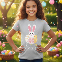 Hübsches Osterhasen-Muster-Eier Mädchen T-Shirt