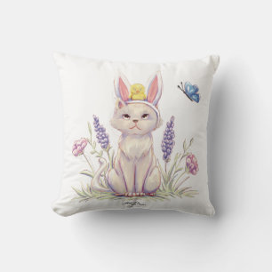 Hübsches Osterkatzen-mit-Küken-Illustrationskissen Kissen