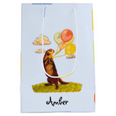 Hübsches Otter mit Balloons Illustriertes mitteles Mittlere Geschenktüte (Rückseite)