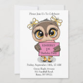 Hübsches Owl Geburtstag Einladung (Vorderseite)