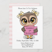 Hübsches Owl Geburtstag Einladung (Vorne/Hinten)