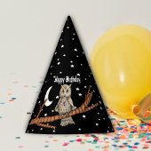 Hübsches Owl Gold Augen Lila Kristallmond Sterne Partyhütchen