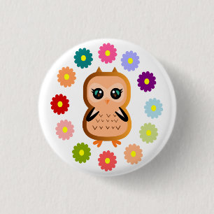 Hübsches Owl Niedlich Kawaii Cartoon Button