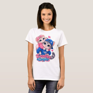 Hübsches Paar Küssende Katzen T-Shirt, Süße Katzen T-Shirt
