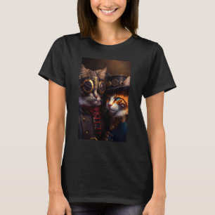 Hübsches Paar Steampunk-Katzen Katze Kätzchen Anim T-Shirt