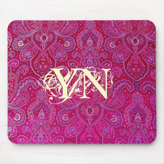 Hübsches Paisely Monogramm Mousepad (Vorne)