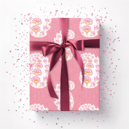 Hübsches Paisley in Rosa und Orange Geschenkpapier