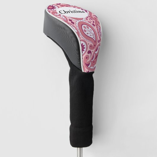 Hübsches Paisley-Muster in Pinks mit Blume Golf Headcover (angewinkelt)