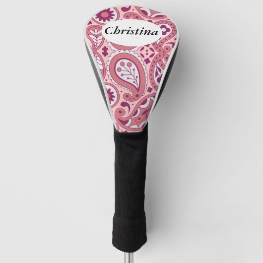 Hübsches Paisley-Muster in Pinks mit Blume Golf Headcover (Vorderseite)