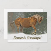 Hübsches Palomino Horosmeer im Schnee Weihnachten (Vorne/Hinten)