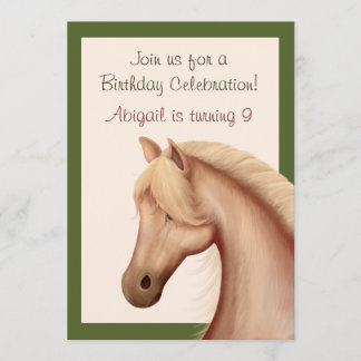 Hübsches Palomino Pferd Geburtstag Einladung ~ Mäd