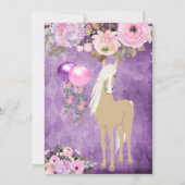 Hübsches Palomino Pferd Rosa Lila Blumengeburt Einladung (Rückseite)