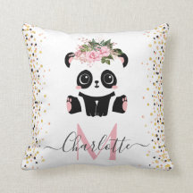 Hübsches Panda floral Monogramm personalisierter W