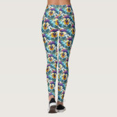 Hübsches Pansy Paradise Modernes Chic Muster Leggings (Rückseite)