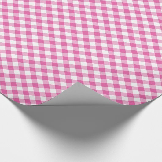 Hübsches Papier: Rosa, Weißer Karo Gingham Geschenkpapier (Ecke)