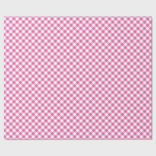 Hübsches Papier: Rosa, Weißer Karo Gingham Geschenkpapier (Flach)