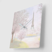 Hübsches Paris in den Pastellen Quadratische Wanduhr (Winkel)