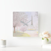 Hübsches Paris in den Pastellen Quadratische Wanduhr (Zuhause)