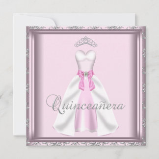 Hübsches Party Kleid Rosa und Grau Quinceanera Einladung