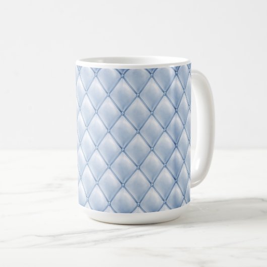 HÜBSCHES PASTEL BLAU TUFTED LOOK DIAMOND PATTERN KAFFEETASSE (VorderseiteRechts)