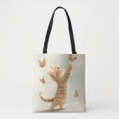 HÜBSCHES PASTEL ORANGE TABBY KÜCHE MIT SCHALTFLÄCH TASCHE (Vorderseite)