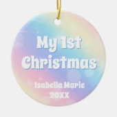 Hübsches Pastel Rainbow Baby Geschenk Mein 1. Weih Keramik Ornament (Vorne)