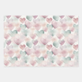 Hübsches Pastel Watercolor Herzmuster Geschenkpapier Set (Vorderseite 2)