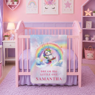 Hübsches Pastell-Einhorn Magischer Tag Babydecke G Fleecedecke