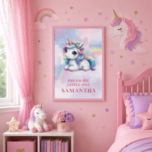 Hübsches Pastell-Einhorn Magischer Tag Mädchen Geb Poster