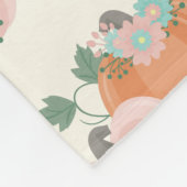 Hübsches Pastell-Herbst-Blumenkürbis-Muster Fleecedecke (Ecke)