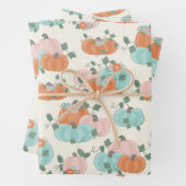 Hübsches Pastell-Herbst-Blumenkürbis-Muster Geschenkpapier Set (Beispiel)