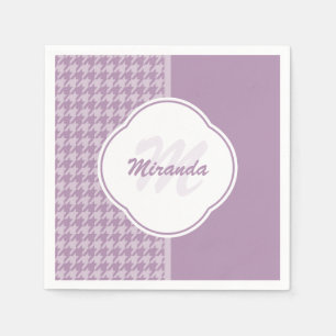 Hübsches, pastell-lila Houndstooth-Monogramm und N Serviette