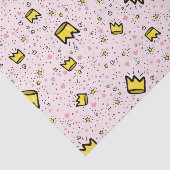 Hübsches Pastell-Pink-Kronenkronendoodle-Muster Seidenpapier (Ausschnitt)