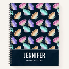 Hübsches Pastell-Watercolor-Schmetterlingsmuster Notizblock