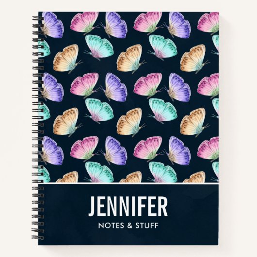 Hübsches Pastell-Watercolor-Schmetterlingsmuster Notizblock (Vorderseite)