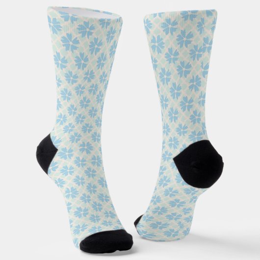 Hübsches Pastellblau-Blumenmuster Socken (Gewinkelt)
