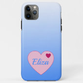 Hübsches Pastellblau Ombre und rosa Herz Case-Mate iPhone Hülle (Rückseite)