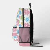Hübsches Pastellblau Rosa Grünes Blumenmuster Bedruckter Rucksack (Rechts)