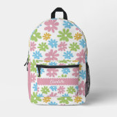 Hübsches Pastellblau Rosa Grünes Blumenmuster Bedruckter Rucksack (Vorderseite)