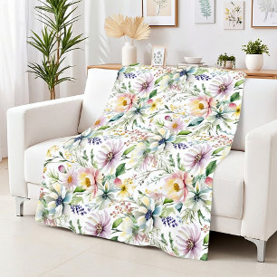 Hübsches pastellfarbenes Blumenmuster Fleecedecke