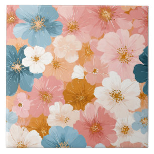 Hübsches pastellfarbenes Blumenmuster Fliese