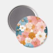 Hübsches pastellfarbenes Blumenmuster Magnet (Vorderseite/Rückseite)