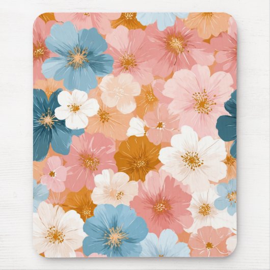 Hübsches pastellfarbenes Blumenmuster Mousepad (Vorne)
