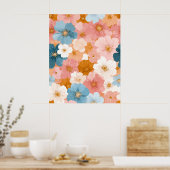 Hübsches pastellfarbenes Blumenmuster Poster (Küche)