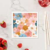 Hübsches pastellfarbenes Blumenmuster Serviette (Beispiel)