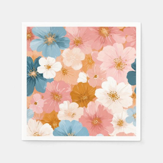 Hübsches pastellfarbenes Blumenmuster Serviette (Vorderseite)