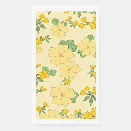 Hübsches pastellgelbes Blumenmuster, Serviette (Vorderseite)