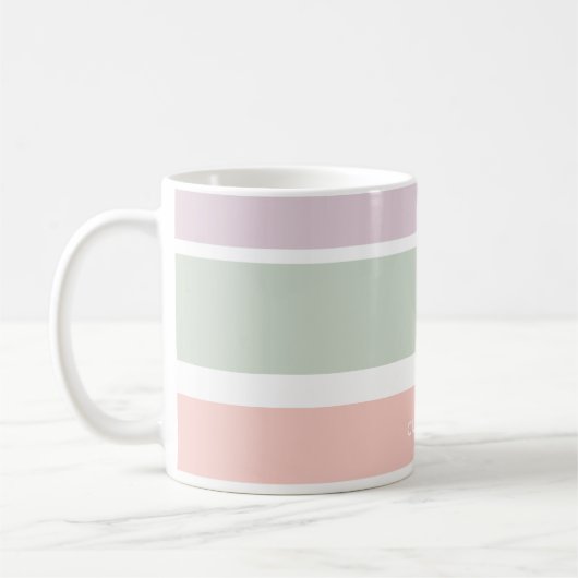 Hübsches Pastellmuster rosa grüne violette Streife Kaffeetasse (Links)