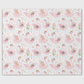 Hübsches Pastellrosa-Swan-Muster Geschenkpapier (Flach)